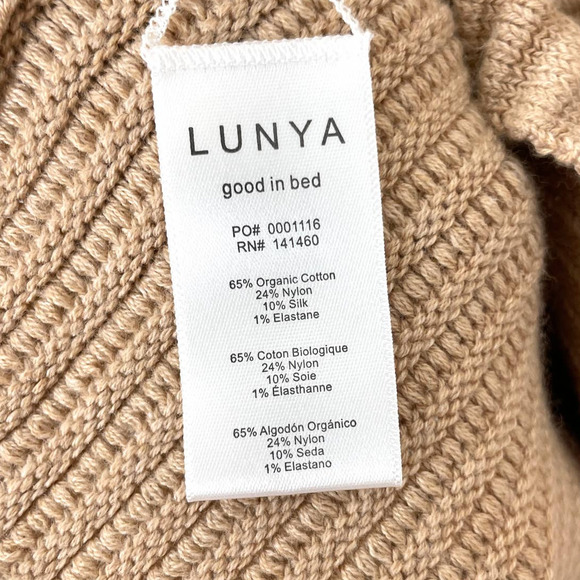Lunya Cozy Cotton Silk Reversible Ribbed Pullover Sweater In Tranquil Tan XL New - Picture 16 of 16